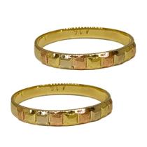 Anel Em Ouro 18k 750 Par De Aparadores Alianças Coloridos