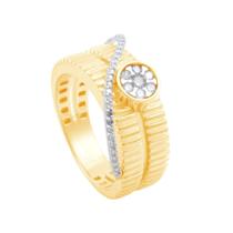 Anel em Ouro 18K Aro Duplo com Diamantes - AU12987 Anel em Ouro 18K Aro Duplo com Diamantes - AU12987