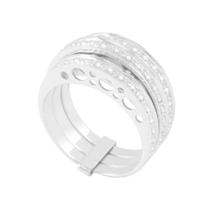 Anel em Ouro 18K Branco Triplo com Zircônias - AU5574 - BRUNA TESSARO JOIAS
