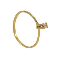 Anel Em Ouro 18k Com Diamante De 6 Pontos Solitário Elegante