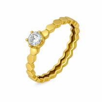 Anel em Ouro 18K com Zirconia - Joia de Compromisso Anel em Ouro 18K com Zirconia - Joia de Compromisso