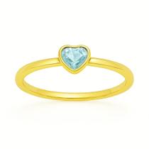 Anel em ouro 18k coração pedra varias cores