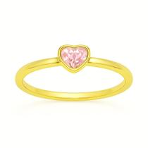 Anel em ouro 18k coração pedra varias cores