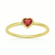 Anel em ouro 18k coração pedra varias cores