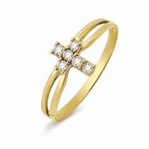 Anel em Ouro 18K Cruz com Diamantes - Joia Exclusiva Anel em Ouro 18K Cruz com Diamantes - Joia Exclusiva
