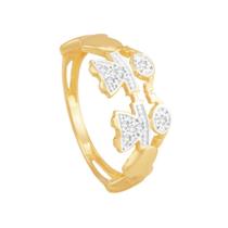 Anel em Ouro 18k Duas Meninas com Diamantes e Corações Lisos - AU7186