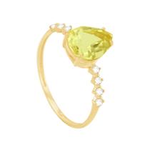Anel em Ouro 18K Gota Citrino e Safiras Brancas - AU10189 - REAL GOLD