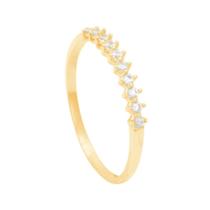 Anel em Ouro 18K Meia Aliança com Zircônias - AU13216 Anel em Ouro 18K Meia Aliança com Zircônias - AU13216