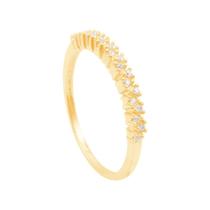 Anel em Ouro 18K Meia Aliança com Zircônias - AU13217 Anel em Ouro 18K Meia Aliança com Zircônias - AU13217