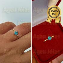 Anel em Ouro 18k Pedra Várias Cores Anel Solitário Noivado