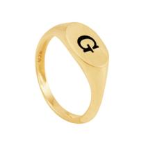 Anel em Ouro 18K Plaquinha Oval com Letra G - AU8001 Anel em Ouro 18K Plaquinha Oval com Letra G - AU8001