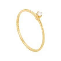 Anel em Ouro 18k Solitário com Diamantes - AU10159 - REAL GOLD