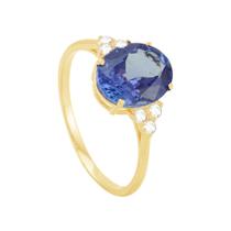 Anel em Ouro 18k Tanzanita e Diamantes - AU10157 - REAL GOLD