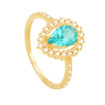 Anel em Ouro 18k Topázio Paraíba e Topázio Branco - AU6761 - BRUNA TESSARO JOIAS