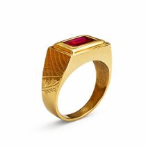 Anel em Ouro 18k TV com Zirconia Vermelha - Joia de Luxo