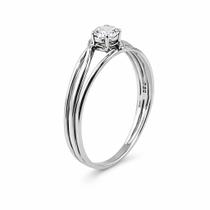 Anel em Ouro Branco 18K Aro Triplo com Diamante - Joia Exclusiva Anel em Ouro Branco 18K Aro Triplo com Diamante - Joia Exclusiva