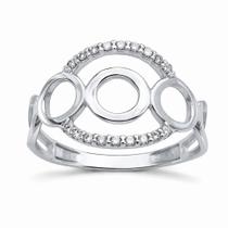 Anel em Ouro Branco 18K com Diamantes e Circulos Vazados - Justino Ribas