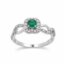 Anel em Ouro Branco 18K com Esmeralda e Diamantes - Joia Exclusiva Anel em Ouro Branco 18K com Esmeralda e Diamantes - Joia Exclusiva