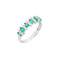 Anel em Ouro Branco 18k com Esmeraldas e Diamantes - AU9001 - CATTO