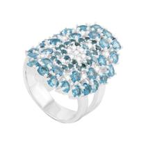 Anel em Ouro Branco 18K com Topázio e Diamantes - AU1242