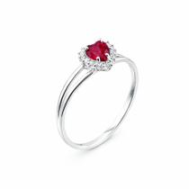 Anel em Prata 925 Aro Duplo com Zircônia Coração Vermelho - Justino Ribas Anel em Prata 925 Aro Duplo com Zircônia Coração Vermelho - Justino Ribas