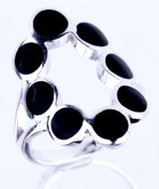 Anel em prata 925 círculos ônix aro 20 Anel em prata 925 círculos ônix aro 20