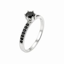 Anel em Prata 925 com Zircônia Preto - Design Elegante e Moderno