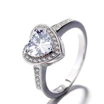 Anel em prata 925 Heart Circles Pledge Elegant Women com zircão Anel em prata 925 Heart Circles Pledge Elegant Women com zircão