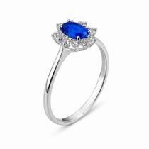 Anel em Prata 925 Oval com Zircônia Azul Royal - Joia Elegante Anel em Prata 925 Oval com Zircônia Azul Royal - Joia Elegante