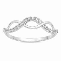 Anel em Prata 925 Trançado com Zirconias - Joia Elegante Anel em Prata 925 Trançado com Zirconias - Joia Elegante