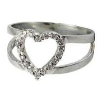 Anel Em Prata 950 Coração Com Zircônias Florenzza Jóias