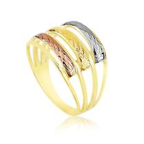 Anel em Três Cores Folheado a Ouro 18k