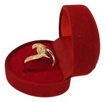 Anel Entrelacado Banhado Ouro Cravejado + Caixa Presente