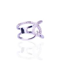 Anel entrelaçado cravejado ródio branco Anel entrelaçado cravejado ródio branco