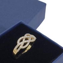 Anel Entrelace Zirconias Aro 17 Banho Ouro 541 Anel Entrelace Zirconias Aro 17 Banho Ouro 541