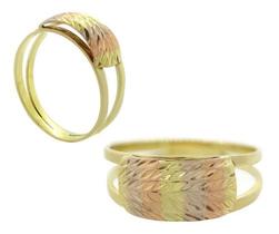 Anel Estampado Tipo Folha Ouro Três Cores 18 Floresta J24967 Anel Estampado Tipo Folha Ouro Três Cores 18 Floresta J24967