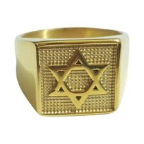 Anel Estrela de Davi Dourado em Aço Inoxidável - Numeração 17 Anel Estrela de Davi Dourado em Aço Inoxidável - Numeração 17
