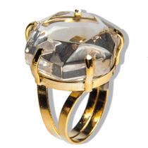 Anel Estrela de Davi ou Selo de Salomao Pedra Cristal Anel Montado na Garra Dourado Anel Estrela de Davi ou Selo de Salomao Pedra Cristal Anel Montado na Garra Dourado