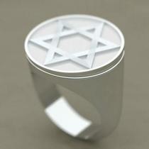 Anel Estrela de Davi Prata 950 Topdo15 MM Fechado e maciço