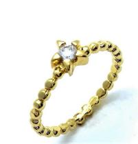 Anel Estrela Zirconia Cristal Aro Bolinhas Banho Ouro 18k 3052