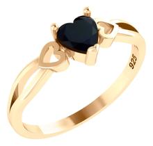 Anel Eterno Coração Pura Prata 925 Dourada Ouro 18k Onix