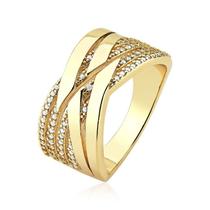 Anel Faixas Lisas e Cravejadas Folheado a Ouro 18k Anel Faixas Lisas e Cravejadas Folheado a Ouro 18k