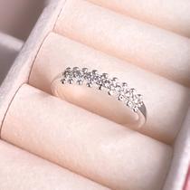 Anel Falange Fileira Zircônias Cristais Banhado a Prata