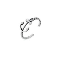 Anel Falange Ponta de Dedo Ancora Envelhecido Prata 925