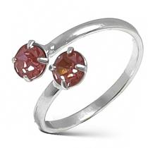 Anel Falange Regulável Cristal Rosa Banhado a Prata Semijoia