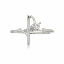 Anel Fé Com Zircônia Prata 925 Kl Anel Fé Com Zircônia Prata 925 Kl