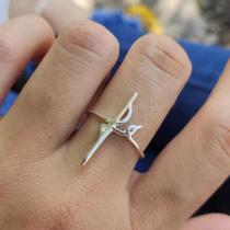 Anel Fé Feminino Em Prata 925 Maciça Manuscrito Minimalista