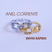 Anel Feminino Ajustável de Corrente Luxo Elegante Banhado