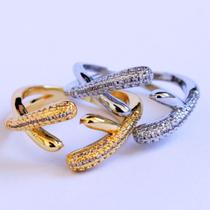 Anel Feminino Ajustável Planta Aço Envio Rápido