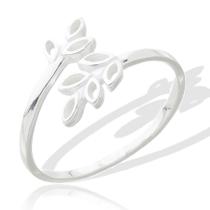 Anel Feminino Ajustavel Regulavel Folha Prata Pura Delicado